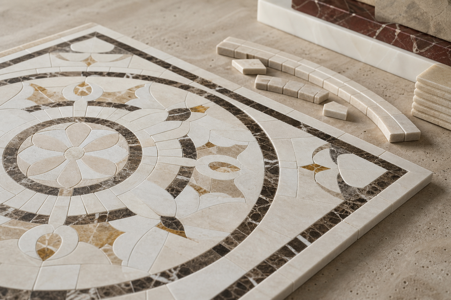 Detailed decorative stone pattern surface