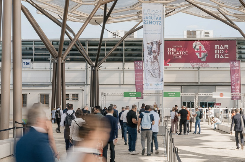 Visitors arriving at Marmomac, the international natural stone exhibition in Verona