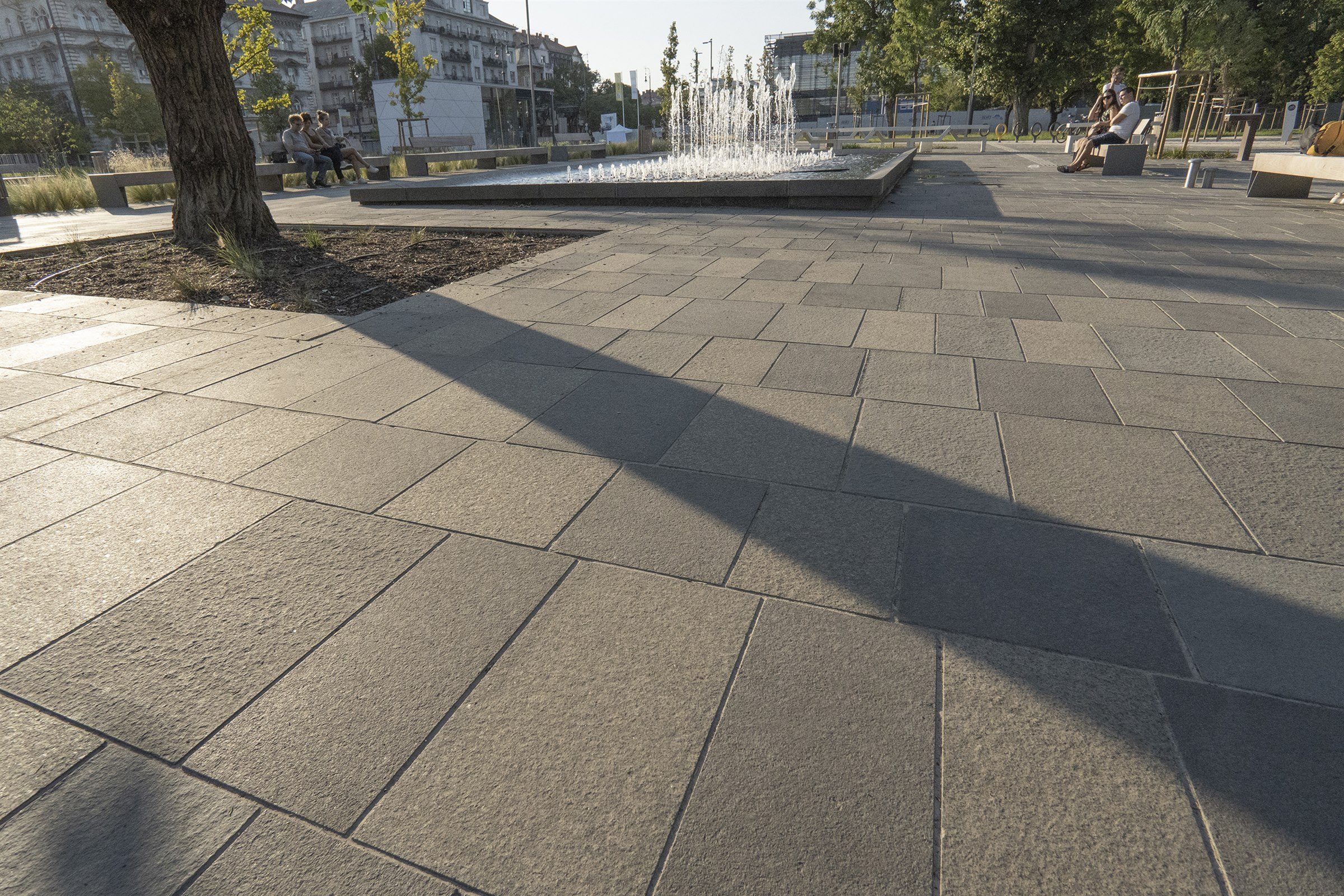 Granite paving around the public fountain