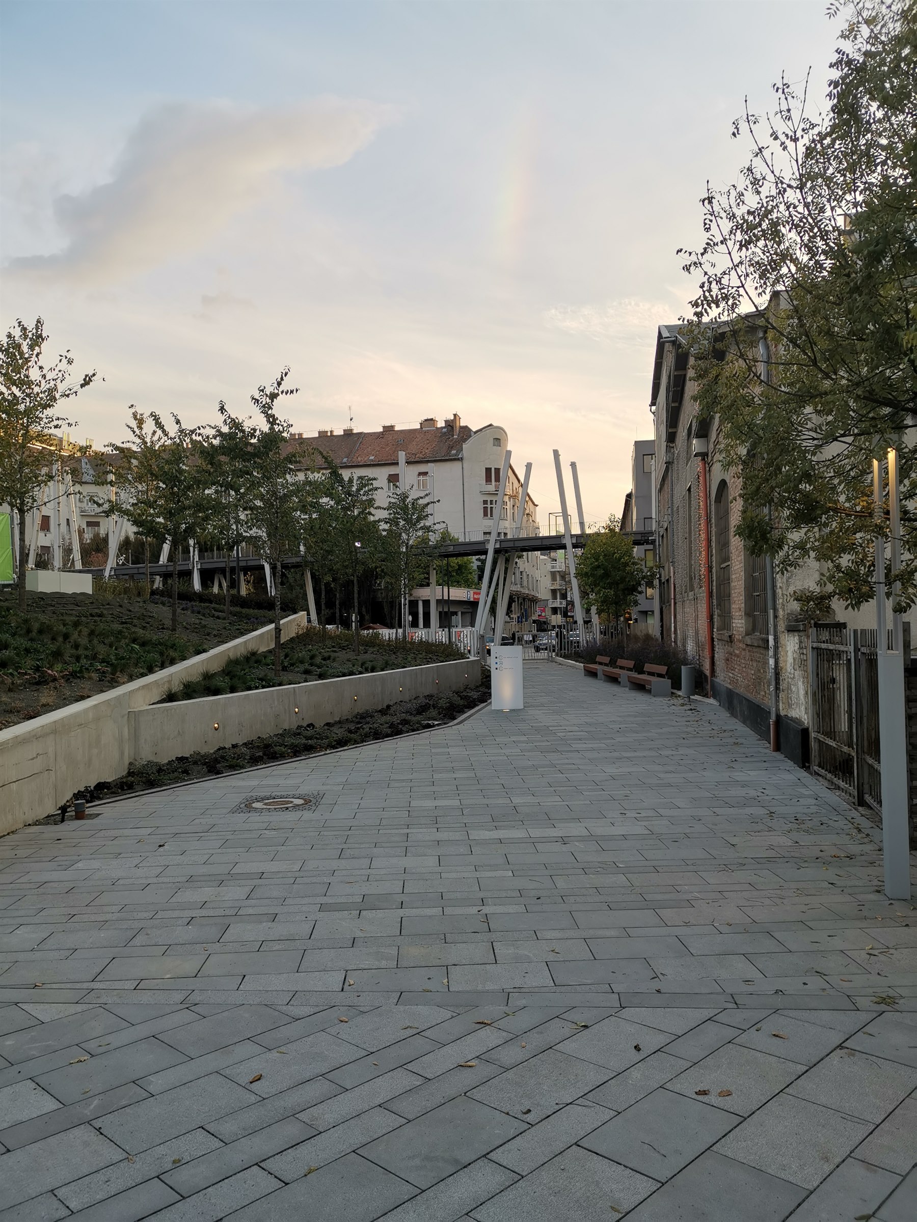 Granite street paving and landscape edge detail