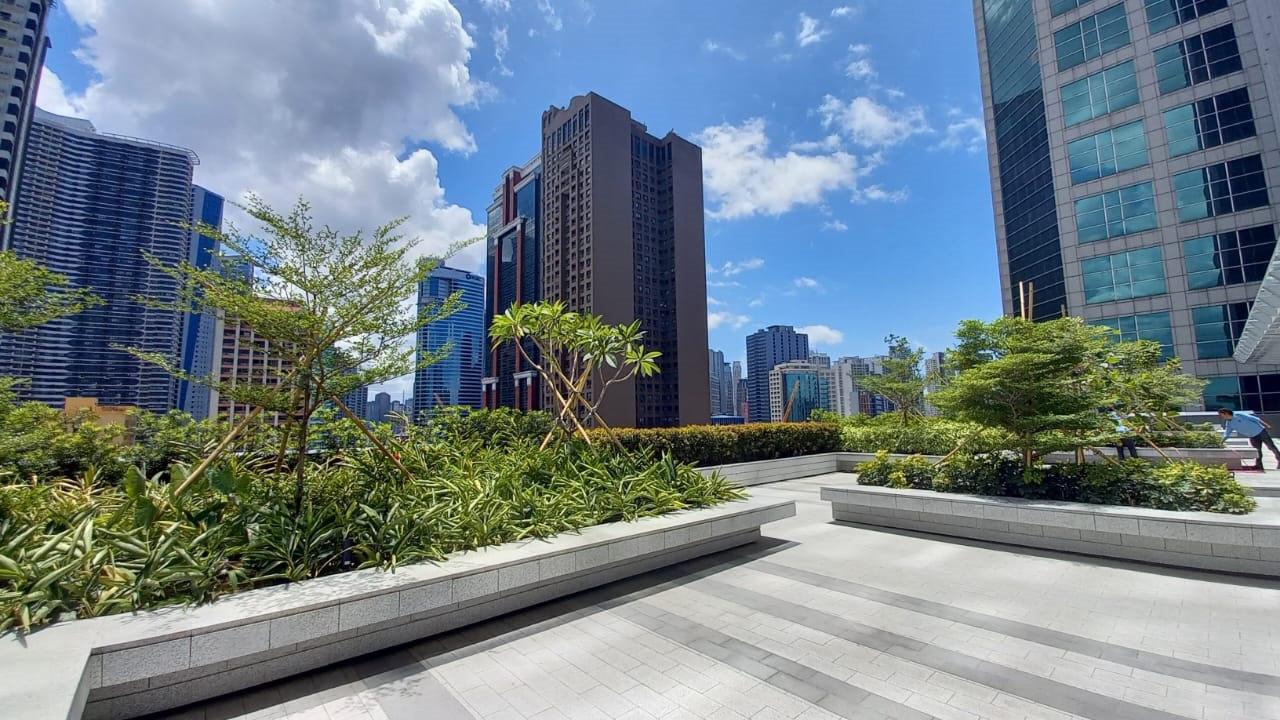 Landscaped stone terrace at the Bank Center in Manila