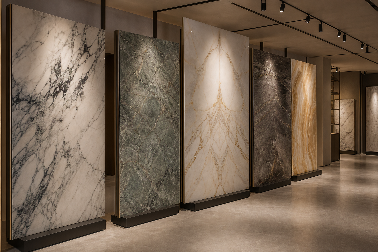 Natural stone slab selection for architectural projects