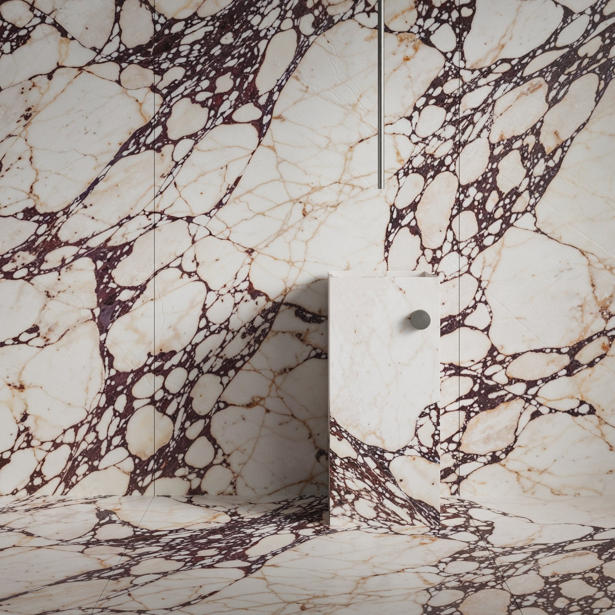 Dramatic veined stone wall with integrated door