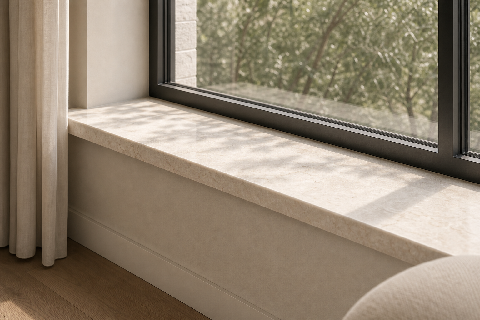 Custom marble windowsill detail